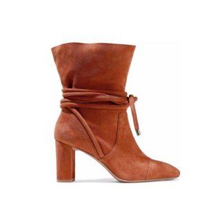 Alexandre Birman Betsy Boots Booties Womens 38.5 7.5 Brown Suede Wrap Around Tie